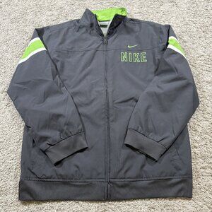 Nike Retro 2000s Grey Windbreaker Light Jacket Zip Up Vintage Sporty Youth L
